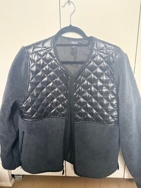 Patagonia Black Fleece Quilted Hybrid Jacket Sherpa Zip Up